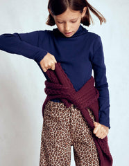 Ribbed Roll Neck Top-College Navy / Boden Sale