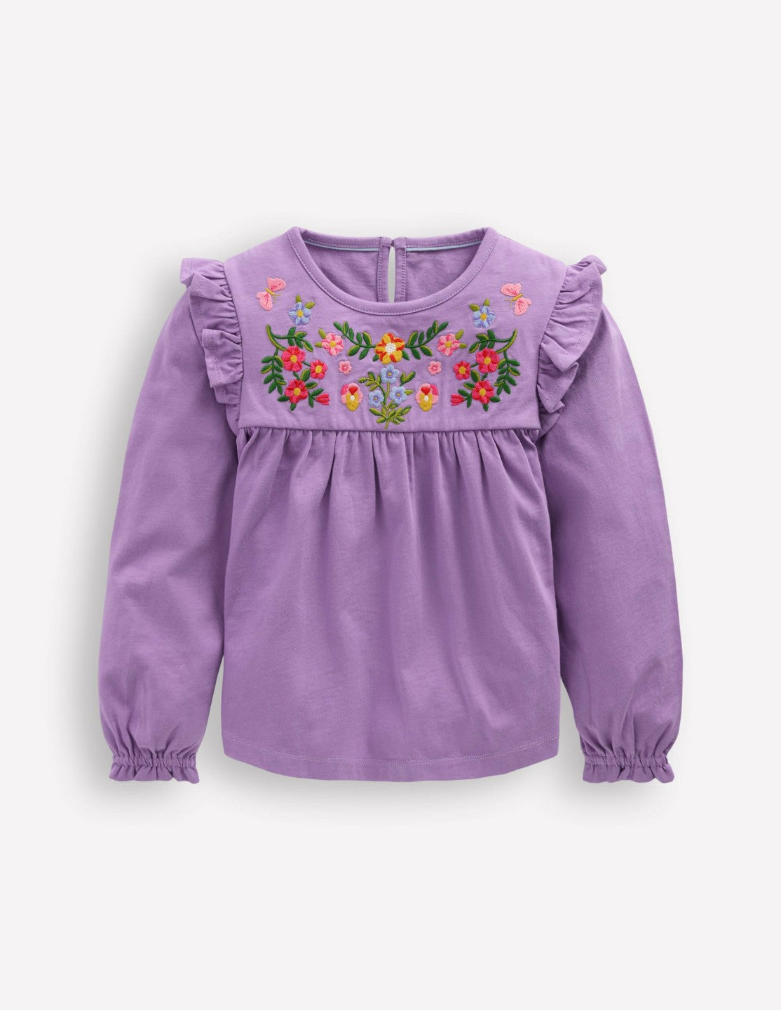 Embroidered Jersey Yoke Top-Aster Purple Embroidery / Boden Discount