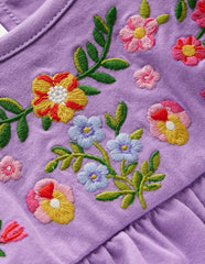 Embroidered Jersey Yoke Top-Aster Purple Embroidery / Boden Discount