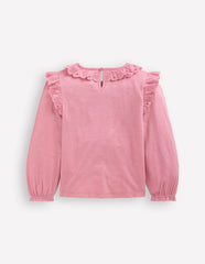 Broderie Heart Trim Top-Pink Haze / Boden On sale