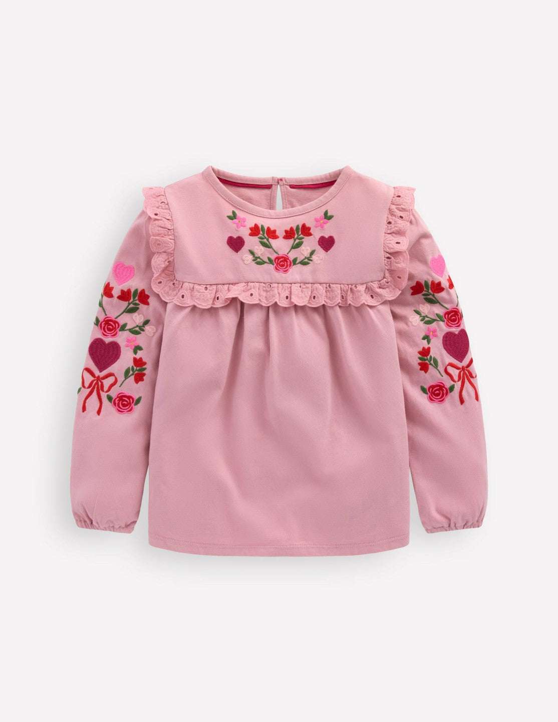 Pretty Embroidered Top-Vintage Pink Embroidery / Boden us