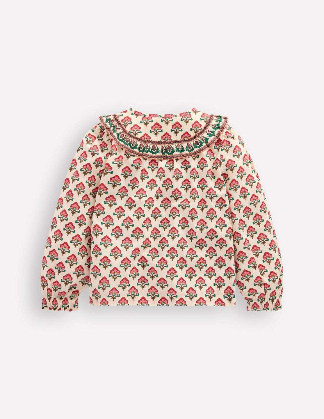 Frill Yoke Blouse-Woodlblock Flower / Boden Sale