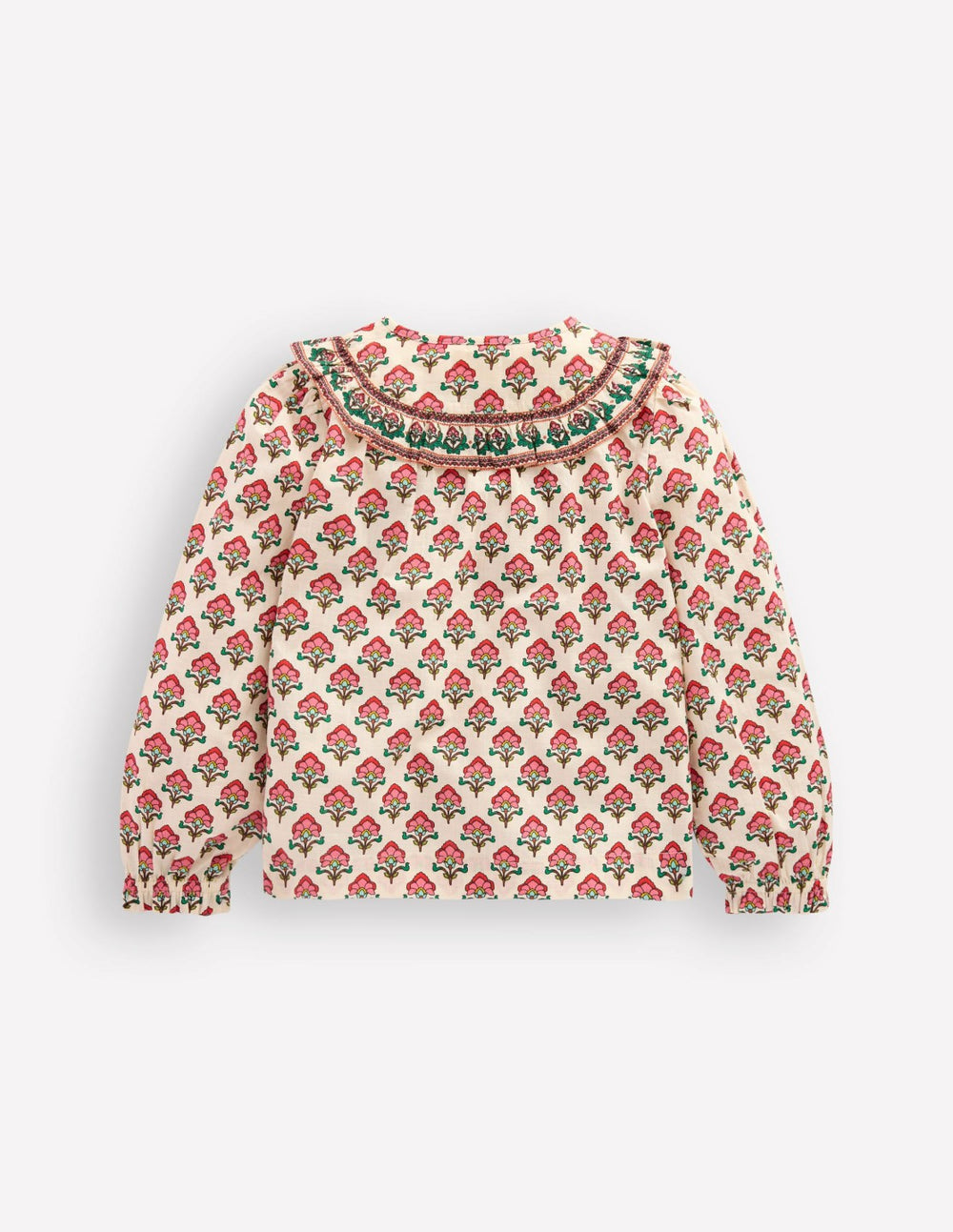 Frill Yoke Blouse-Woodlblock Flower / Boden Sale
