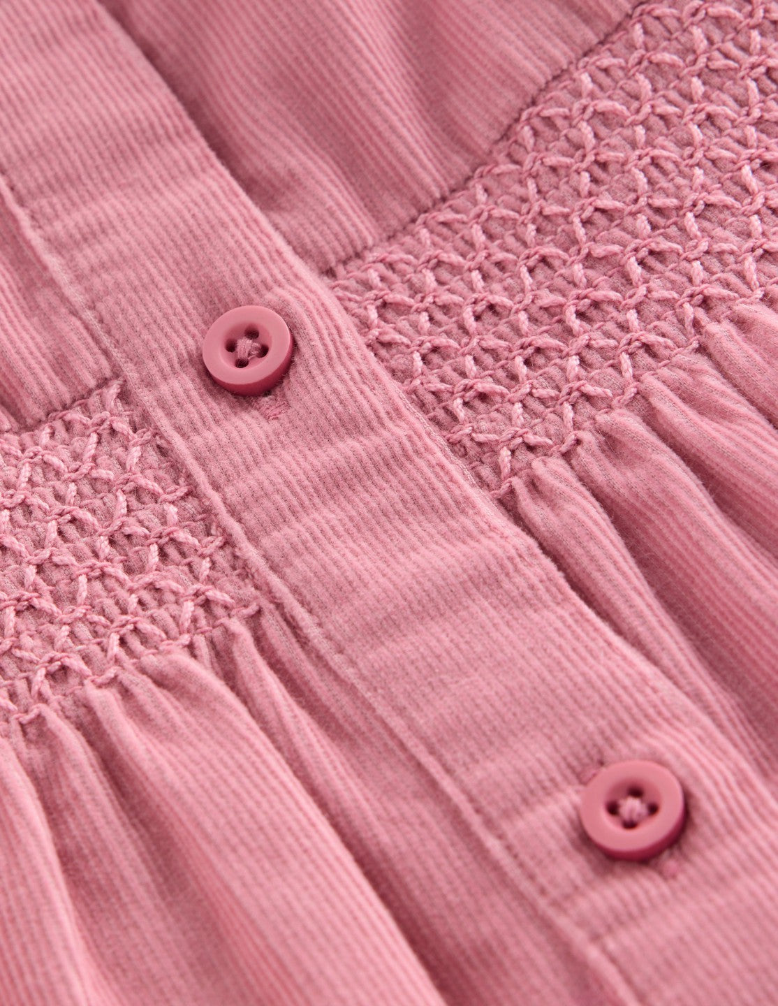 Scalloped Collar Smocked Shirt-Pink Cord / Boden Online