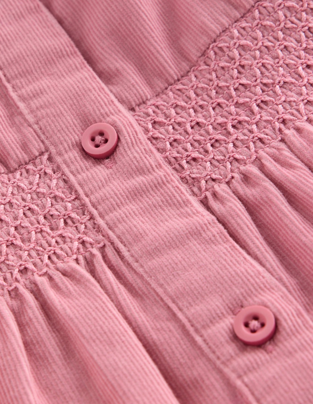 Scalloped Collar Smocked Shirt-Pink Cord / Boden Online