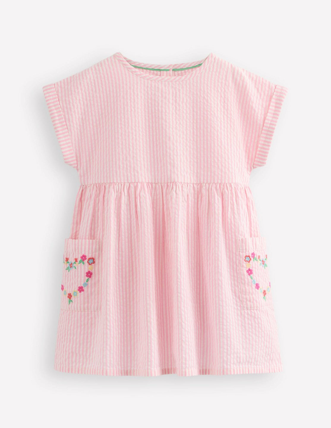 Short-sleeved woven tunic-Ticking Pink Embroidery / Boden Discount