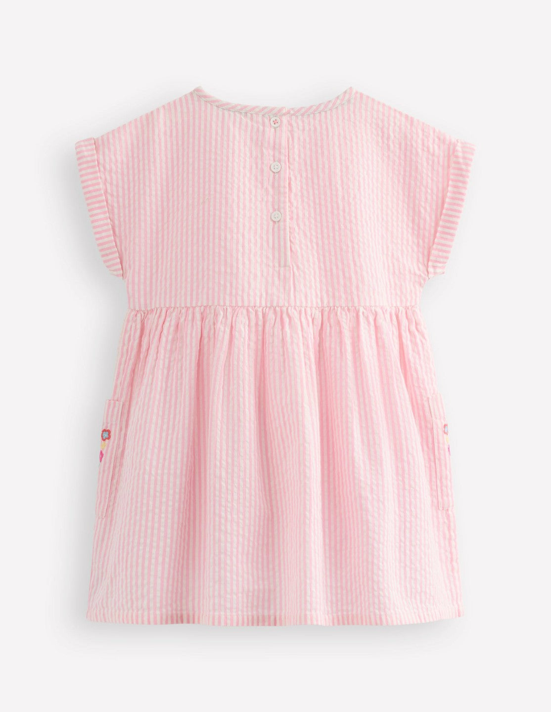 Short-sleeved woven tunic-Ticking Pink Embroidery / Boden Discount