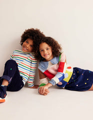 Embroidered Pull-On Pants-College Navy Apples / Boden Sale