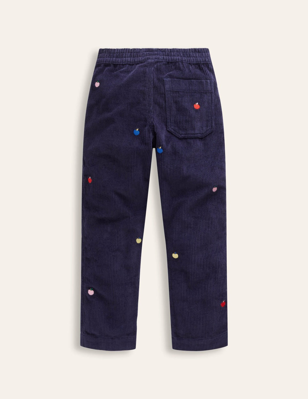 Embroidered Pull-On Pants-College Navy Apples / Boden Sale