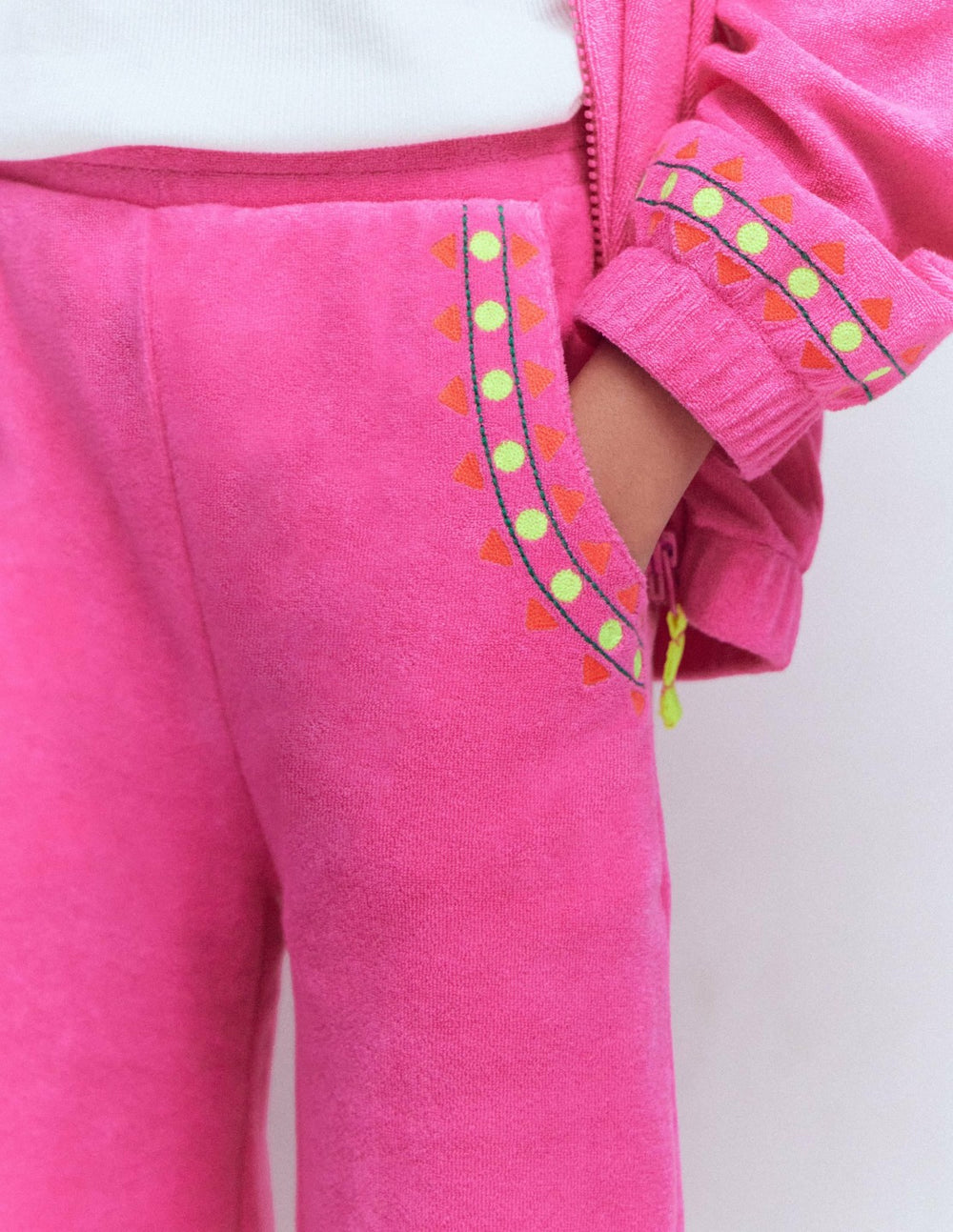 Straight Towelling Pants-Pink Embroidered / Boden Discount