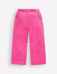 Straight Towelling Pants-Pink Embroidered / Boden Discount