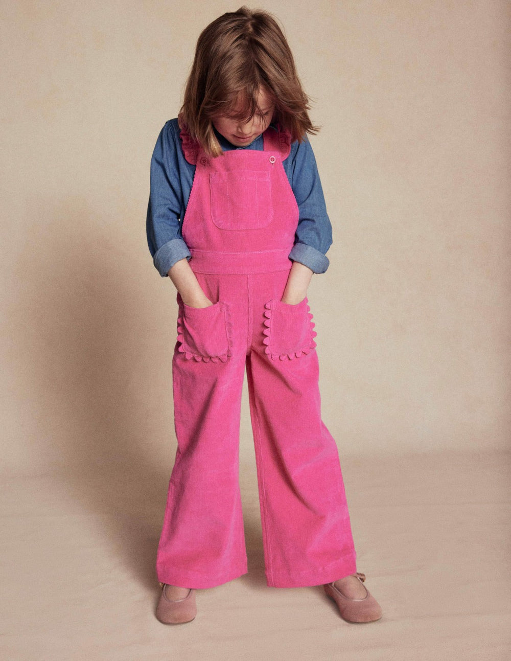Frill Overalls-Raspberry Pink / Boden Outlet