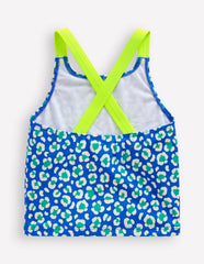 Cross-back Tankini Top-Aquamarine Leopard / Boden us