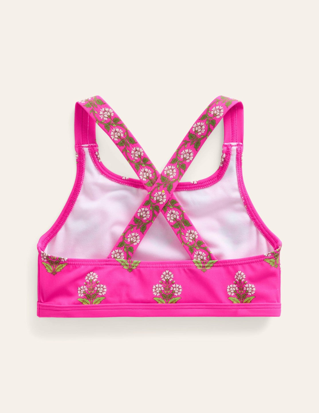 Cross Back Bikini Top-Pink Small Woodblock / Boden Sale