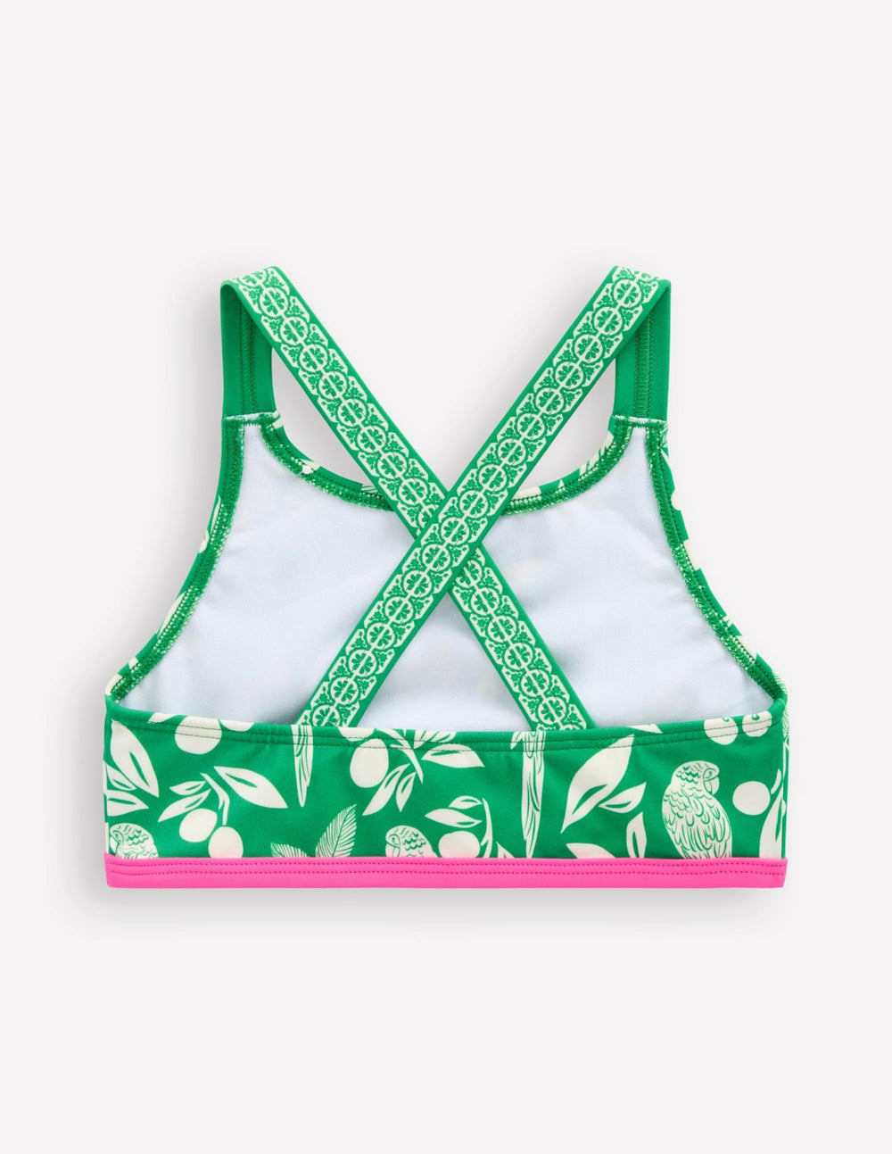 Cross-back Bikini Top-Rich Emerald Parrot Palm / Boden Online