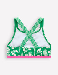 Cross-back Bikini Top-Rich Emerald Parrot Palm / Boden Online