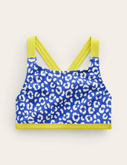 Cross Back Bikini Top-Blue Leopard / Boden Outlet