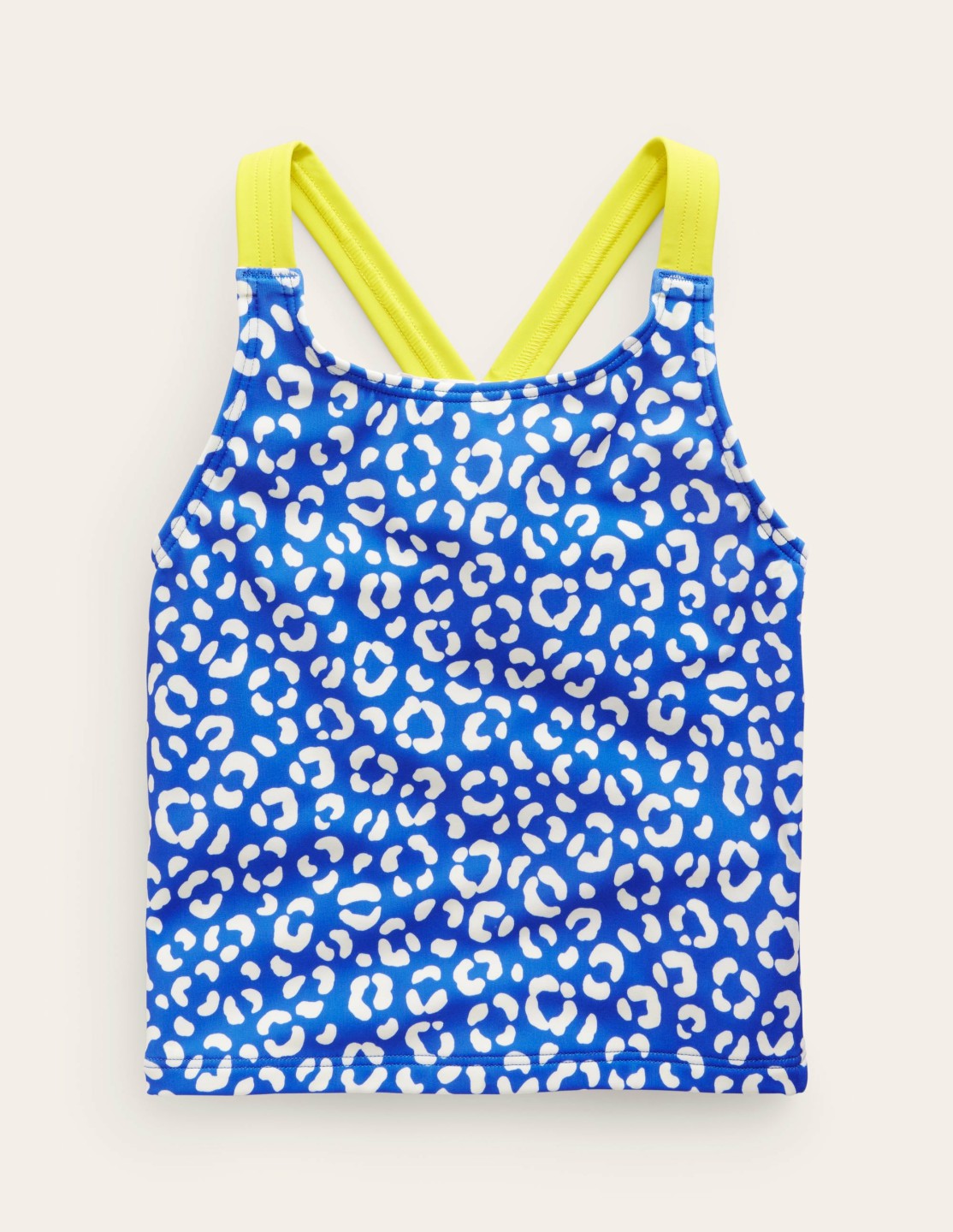 Cross Back Tankini Top-Blue Leopard / Boden Discount