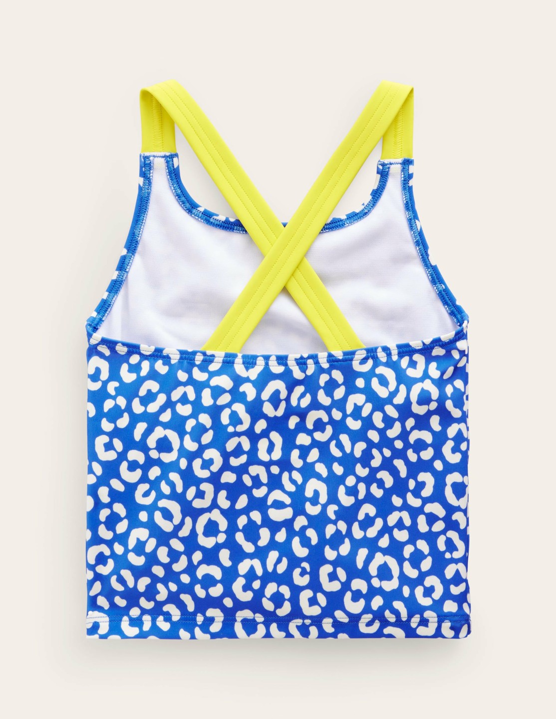 Cross Back Tankini Top-Blue Leopard / Boden Discount