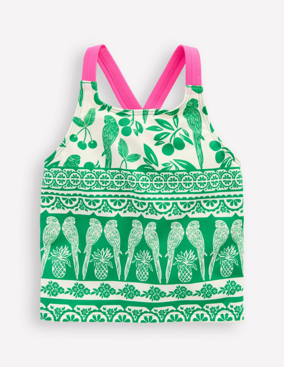 Cross-back Tankini Top-Rich Emerald Parrot Palm / Boden