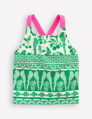 Cross-back Tankini Top-Rich Emerald Parrot Palm / Boden