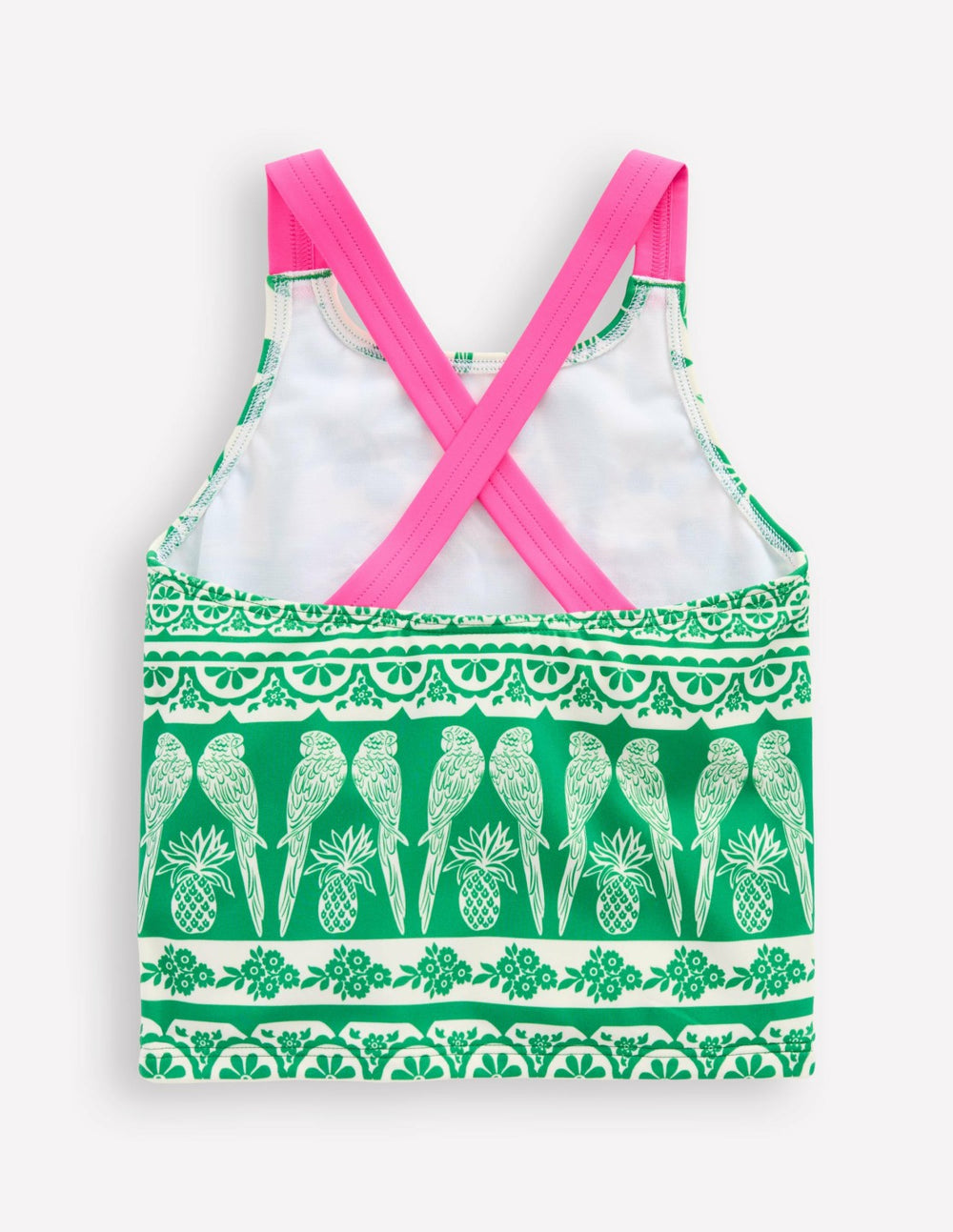 Cross-back Tankini Top-Rich Emerald Parrot Palm / Boden