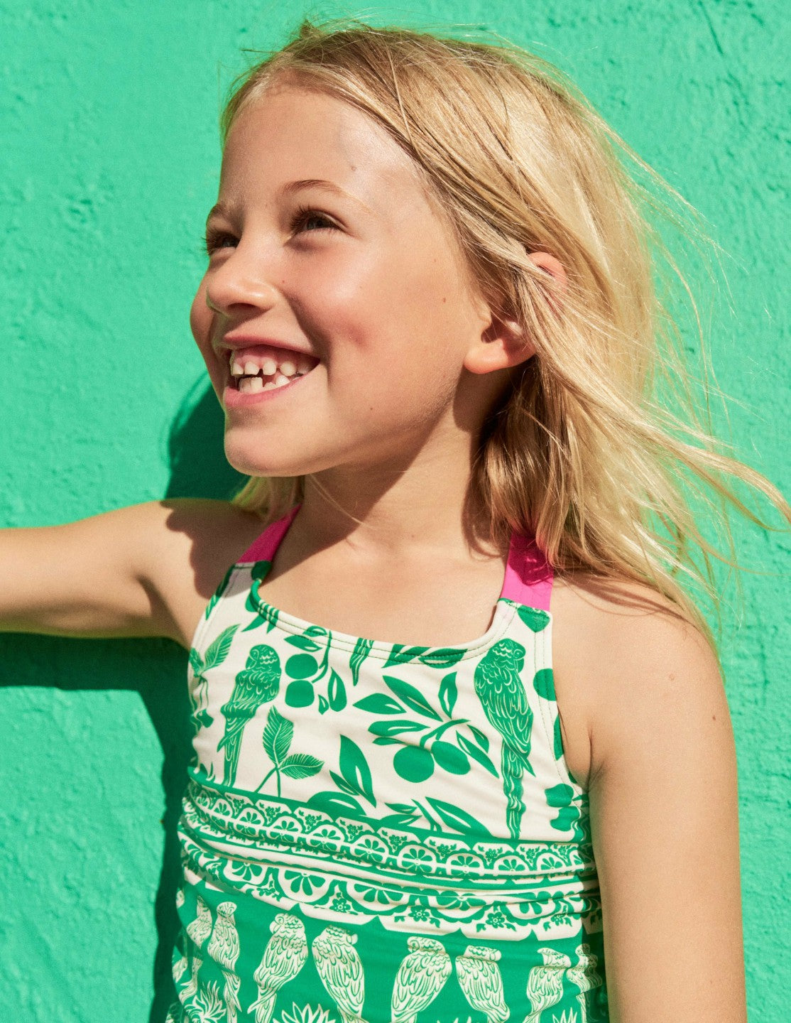 Cross-back Tankini Top-Rich Emerald Parrot Palm / Boden