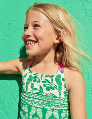 Cross-back Tankini Top-Rich Emerald Parrot Palm / Boden