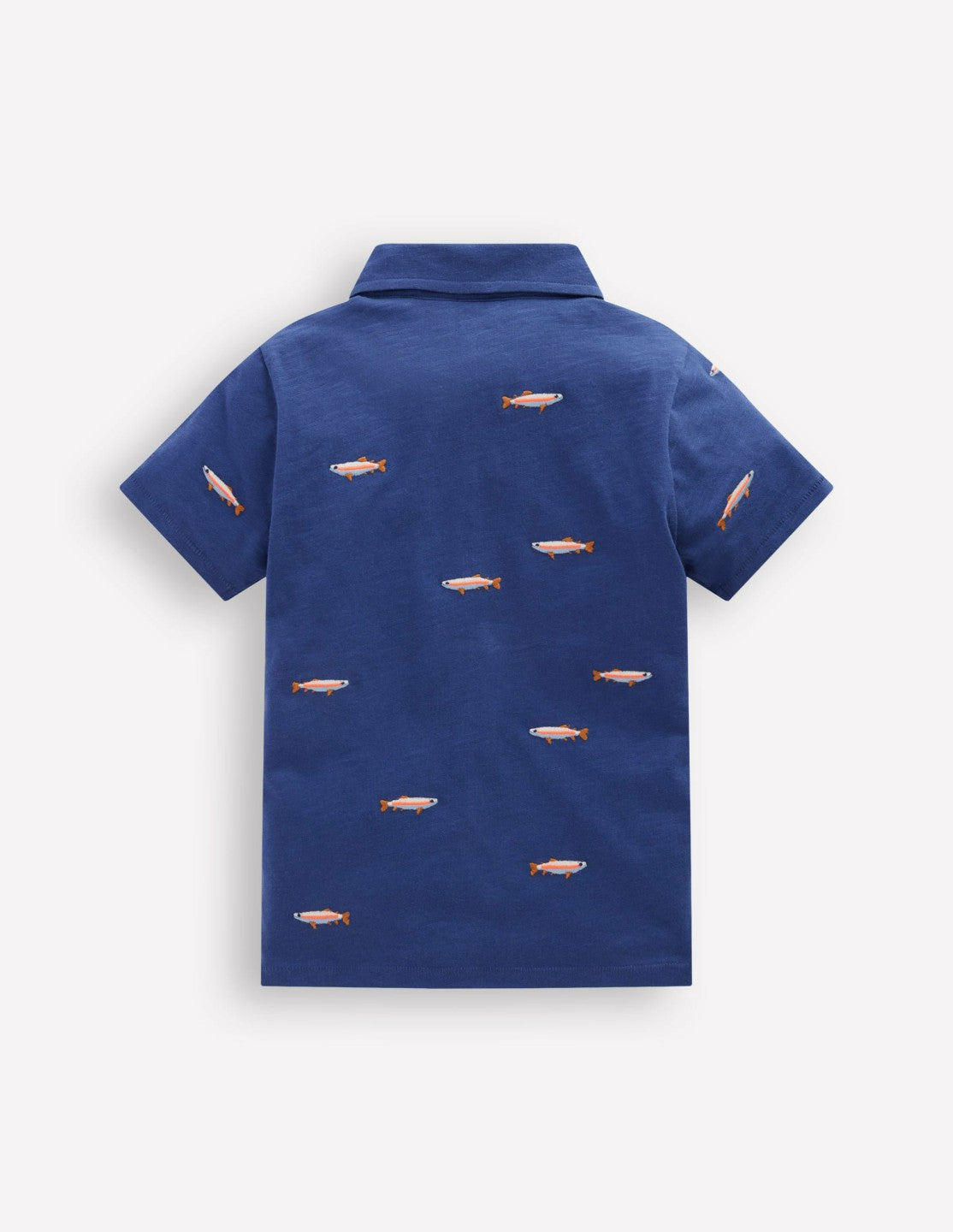 Embroidered Slub Polo Shirt-Blue Fishing / Boden Online