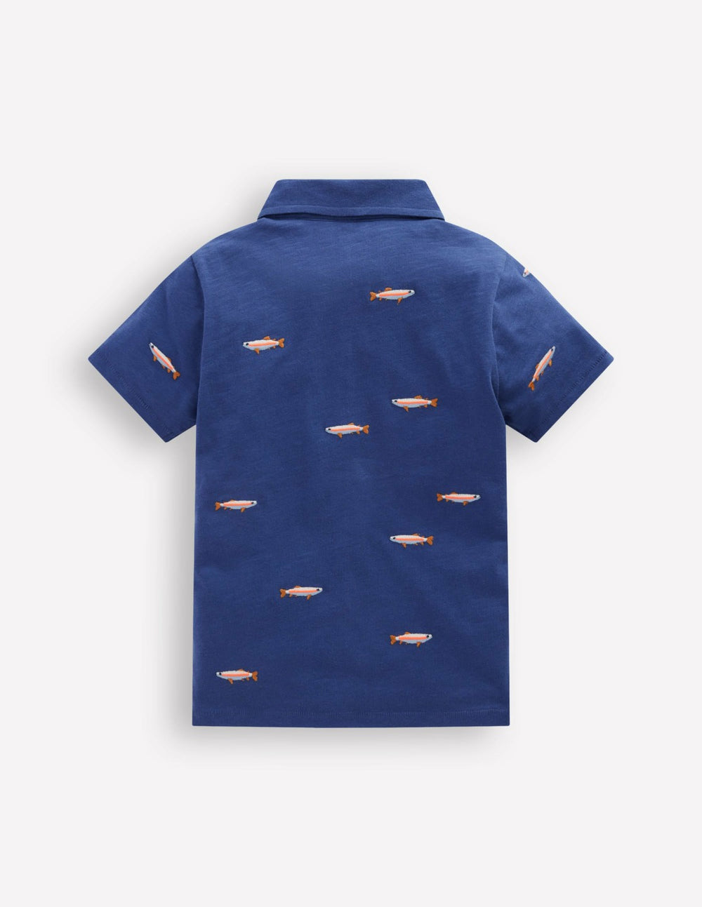 Embroidered Slub Polo Shirt-Blue Fishing / Boden Online