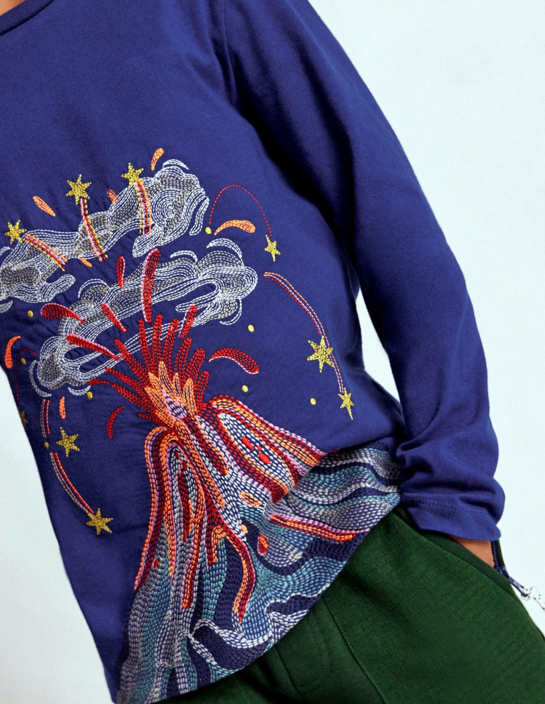 Superstitch Long Sleeve Top-Multi Volcanoes / Boden On sale