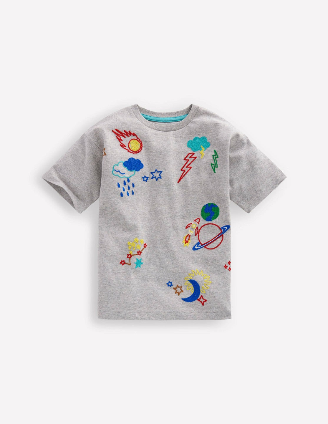 Relaxed Embroidered T-shirt-Grey Marl Space / Boden us