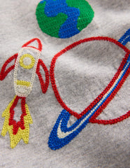 Relaxed Embroidered T-shirt-Grey Marl Space / Boden us