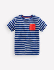 Short Sleeve Towelling T-shirt-Sapphire Blue/Ivory / Boden Discount