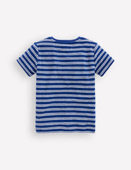 Short Sleeve Towelling T-shirt-Sapphire Blue/Ivory / Boden Discount