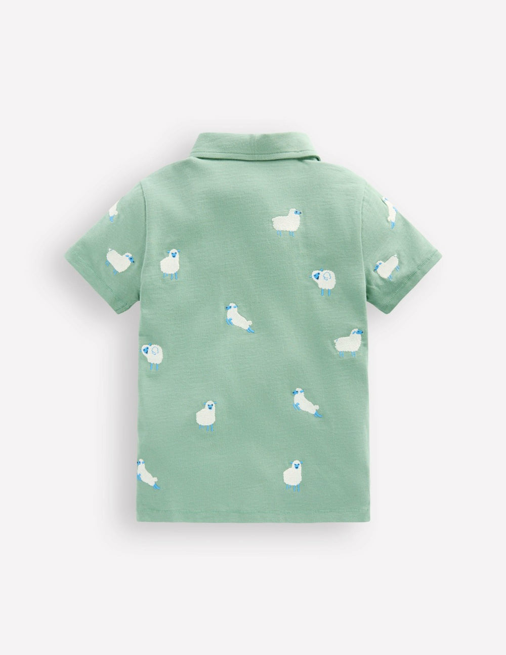 Embroidered Slub Polo Shirt-Green Sheep / Boden