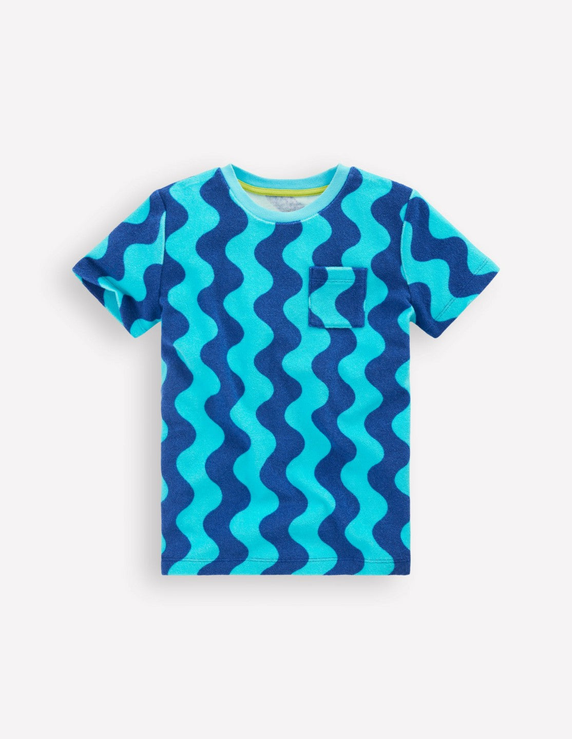 Short Sleeve Towelling T-shirt-Blue Waves / Boden Sale
