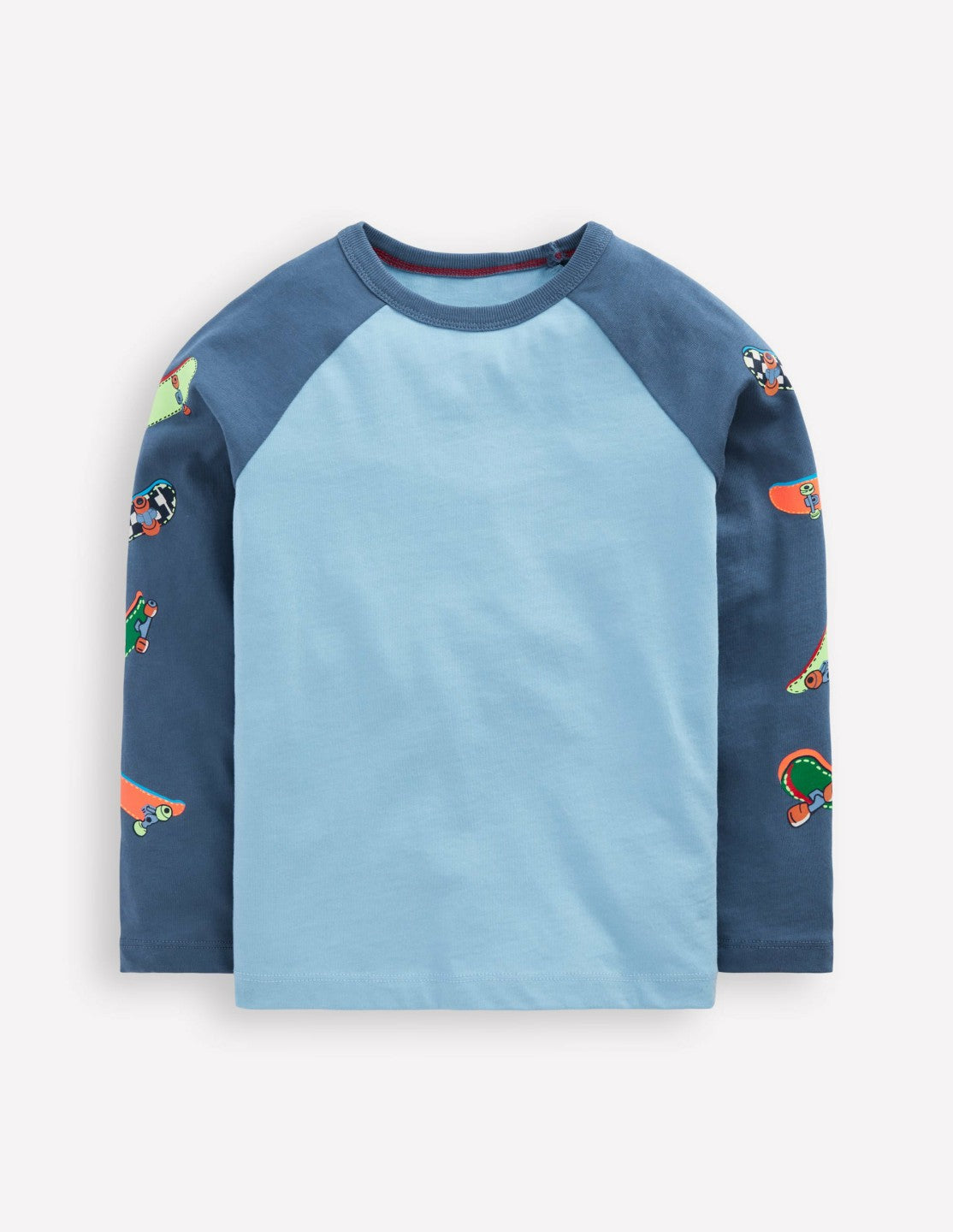 Printed Sleeve Raglan T-shirt-Blue Weekend Skateboards / Boden Online
