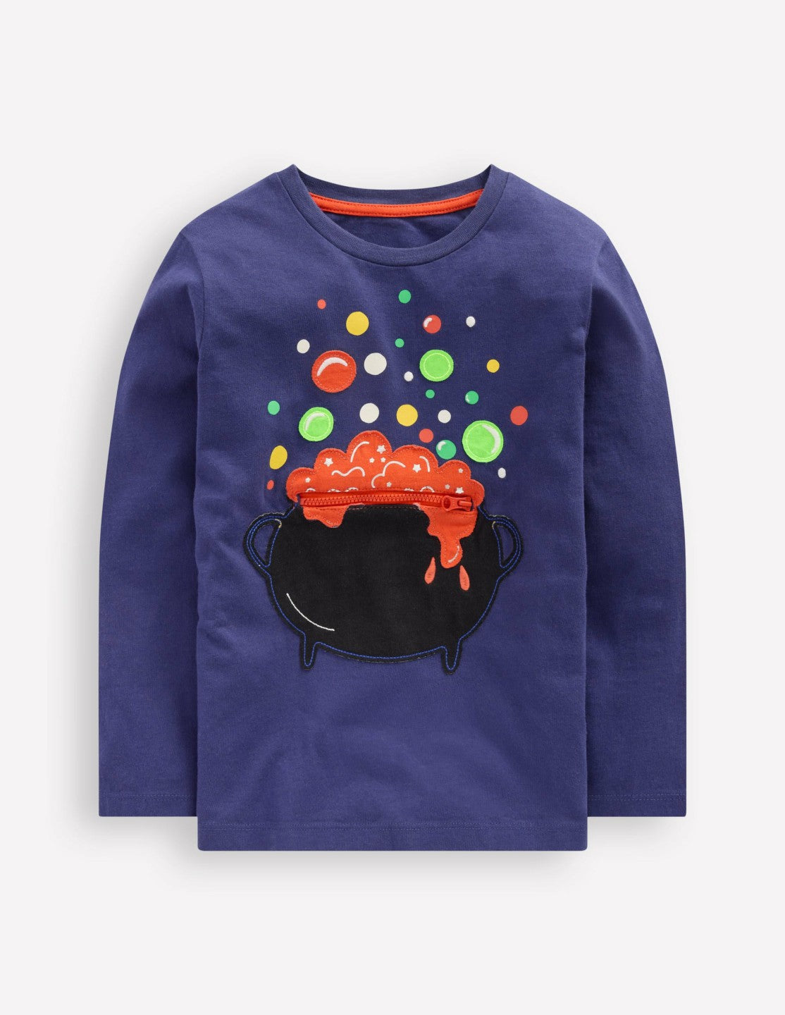 Zip Detail Appliqué T-shirt-Starboard Blue Caldron / Boden