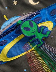 Zip Detail Appliqué T-shirt-Phantom UFO / Boden Sale