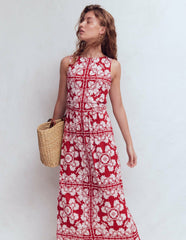 Antonia Jersey Maxi Dress-Rich Chestnut, Botanical Charm / Boden us