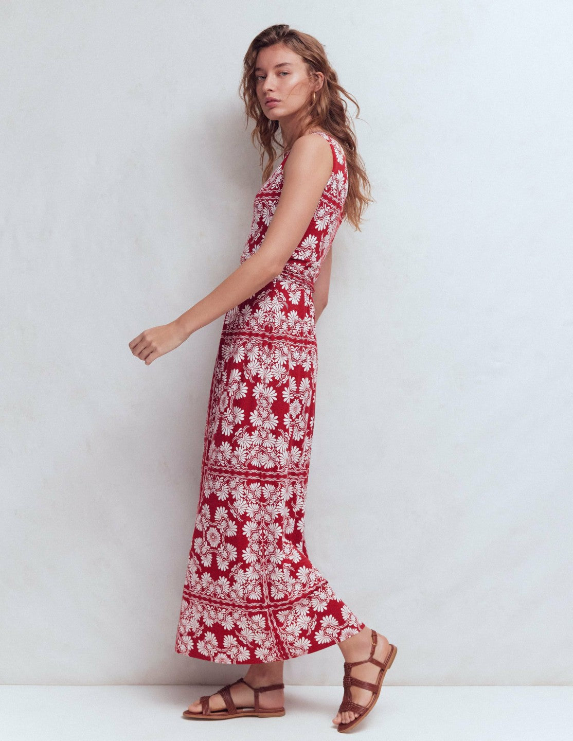 Antonia Jersey Maxi Dress-Rich Chestnut, Botanical Charm / Boden us