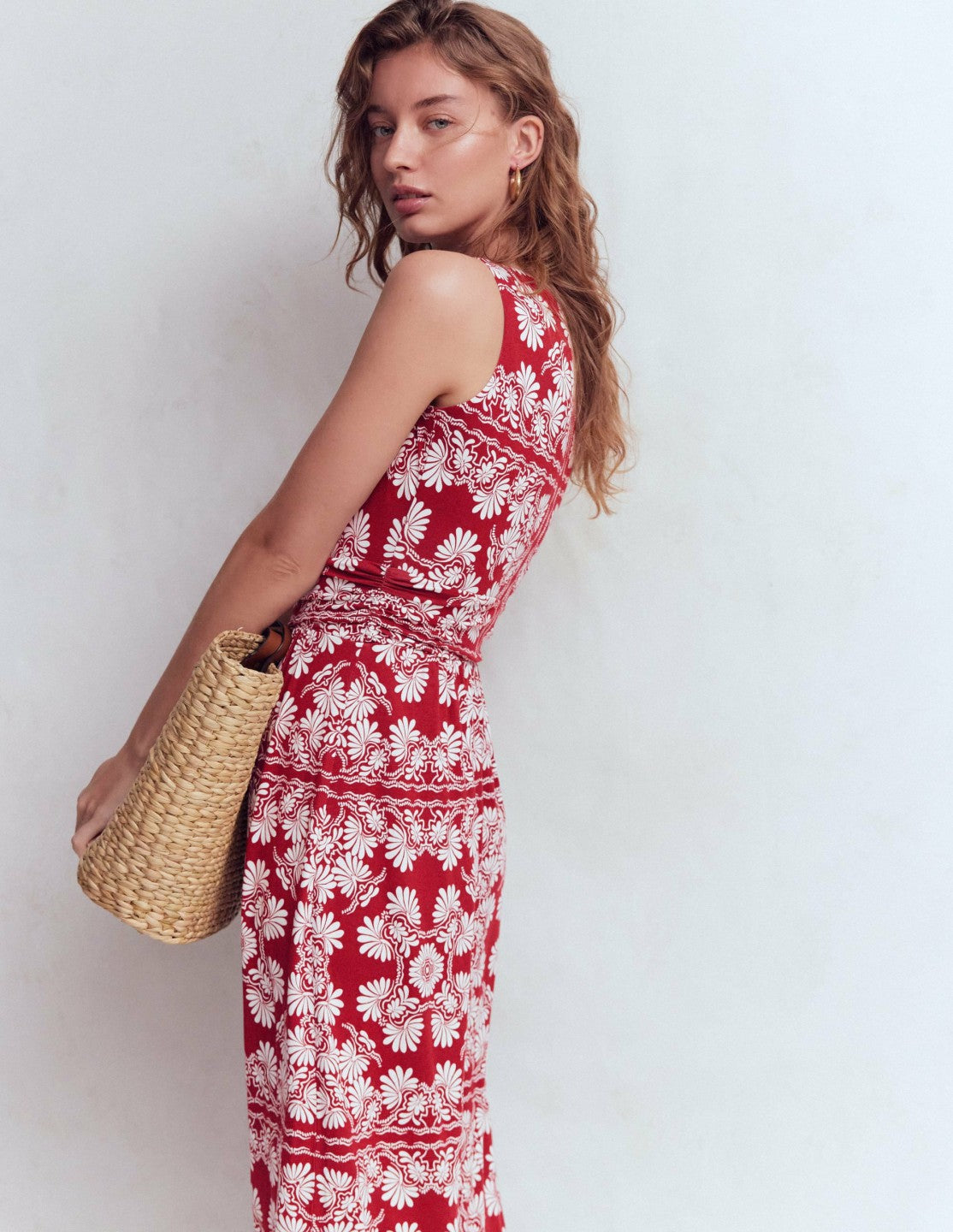 Antonia Jersey Maxi Dress-Rich Chestnut, Botanical Charm / Boden us