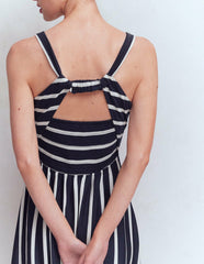 Saoirse Smocked Jersey Dress-Navy, Ivory Stripe / Boden