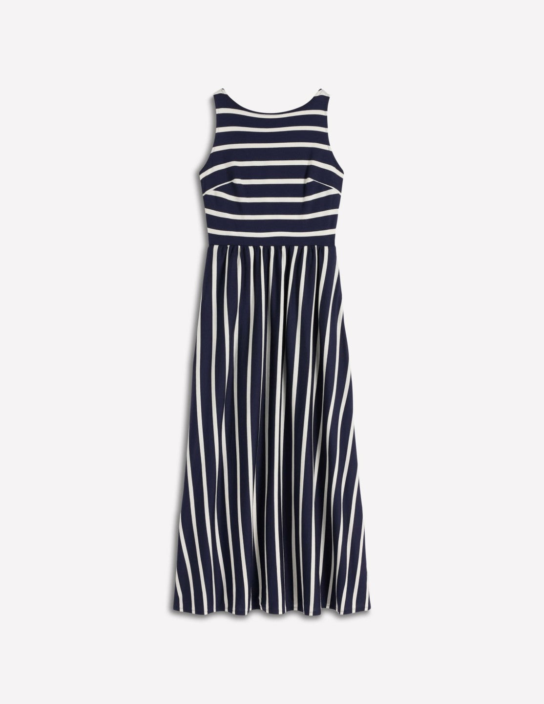 Saoirse Smocked Jersey Dress-Navy, Ivory Stripe / Boden