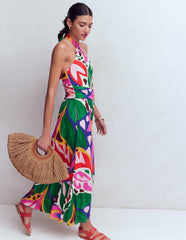 Sydney Twist Neck Jersey Dress-Multi, Leafy Cascade / Boden Sale