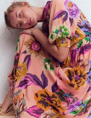 High Neck Blouson Sleeve Dress-Multi Opulent Blossom / Boden Outlet