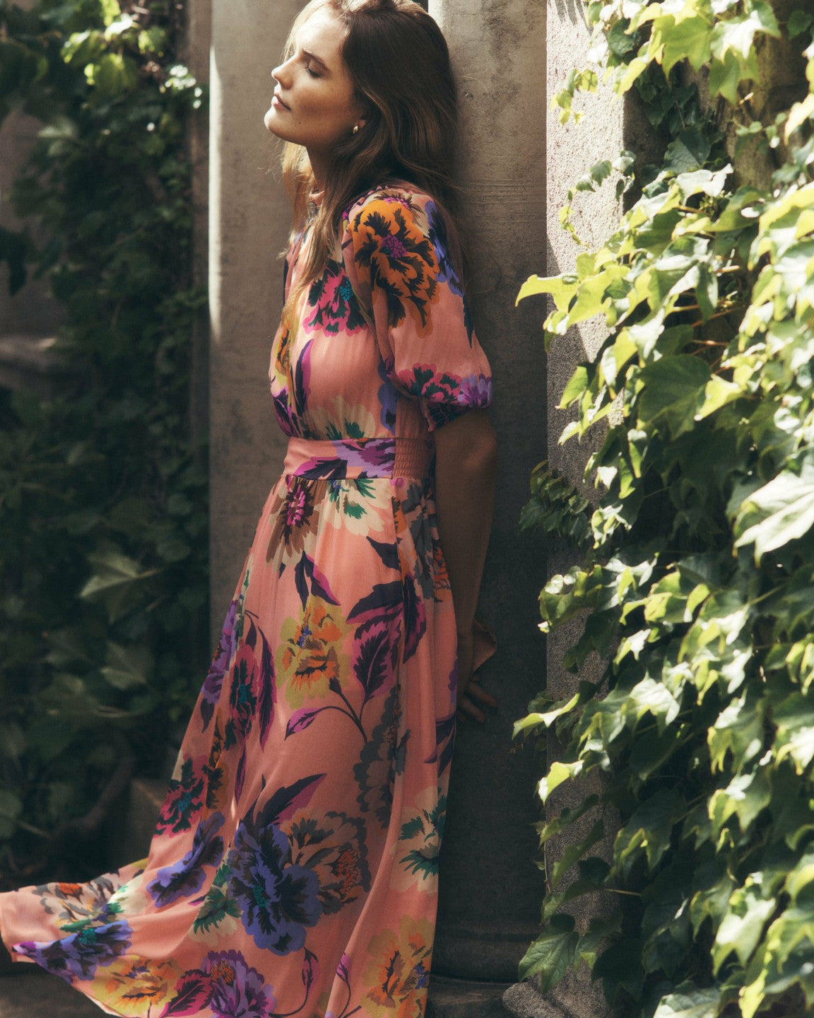 High Neck Blouson Sleeve Dress-Multi Opulent Blossom / Boden Outlet