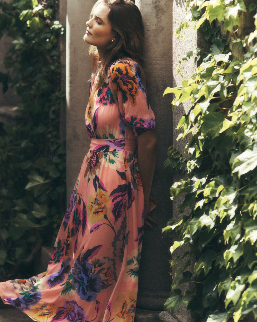 High Neck Blouson Sleeve Dress-Multi Opulent Blossom / Boden Outlet