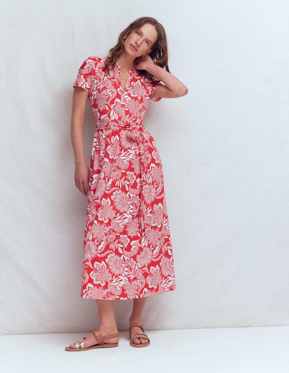 Naomi Jersey Midi Dress-Blood Orange, Elegant Blossom / Boden Discount
